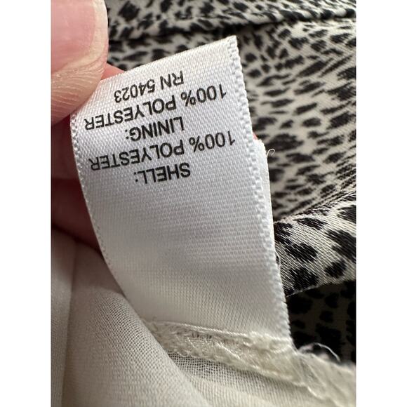 Banana Republic Black White Animal Print Top Summer Sleeveless Ruffle Side Zip - Picture 5 of 5